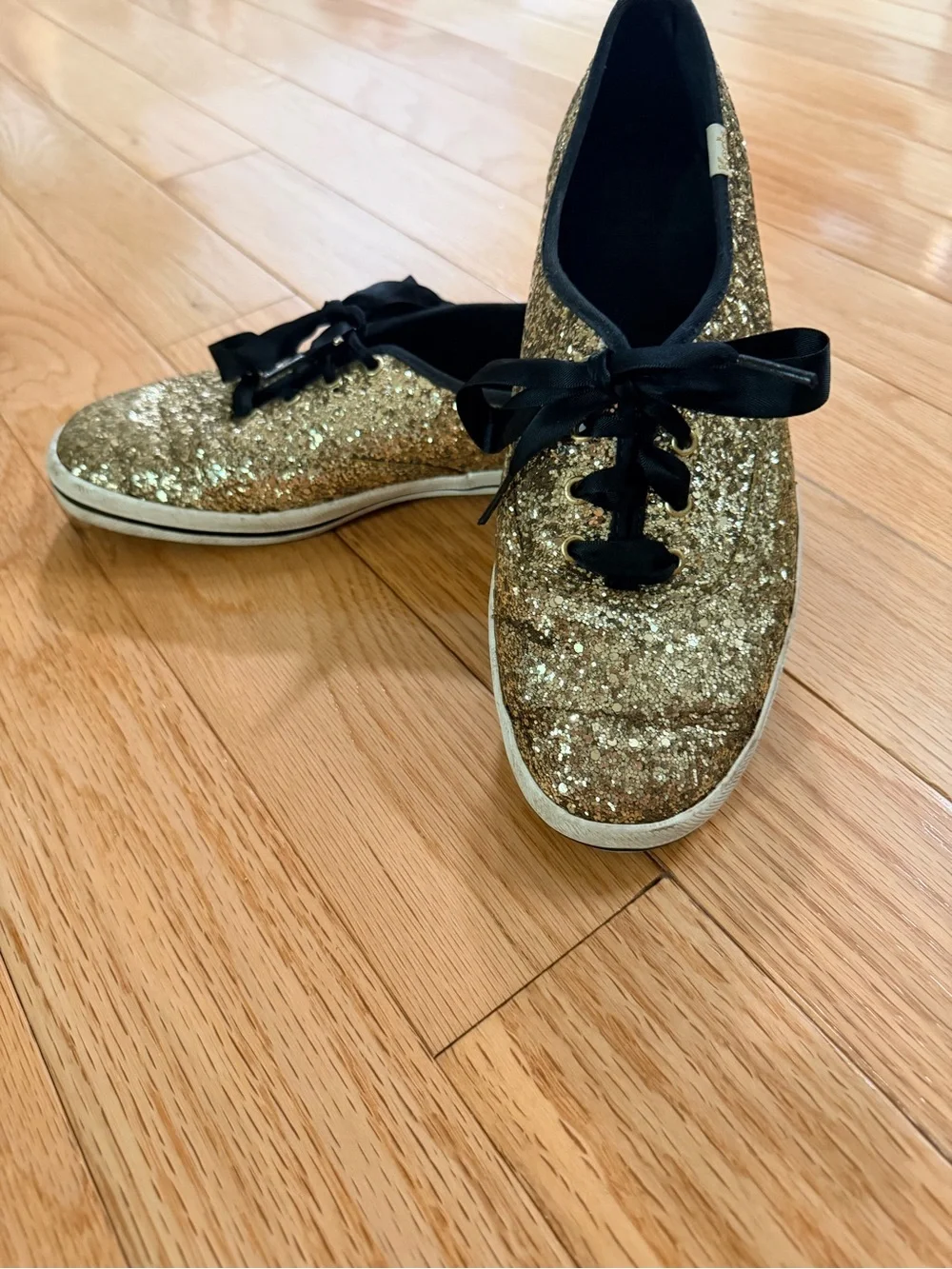 Women’s Kate Spade Gold Glitter Lace-Up Sneakers (Size 9.5)